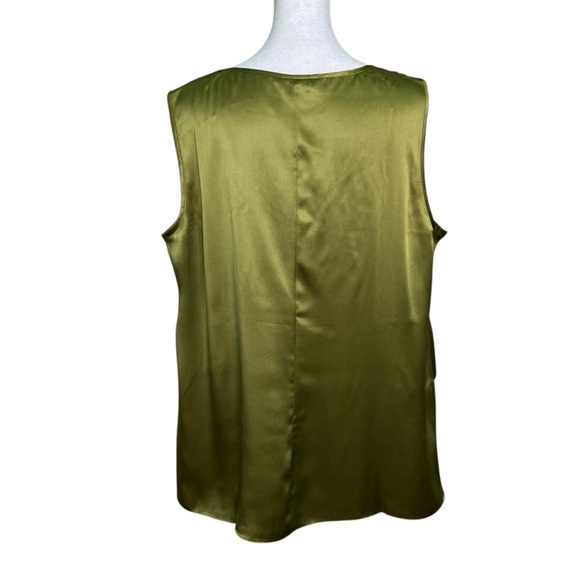 Talbots Silk Tiered Layered Scoop Neck Satin Tank Blouse Shell Green (Size 18WP) - Picture 2 of 9